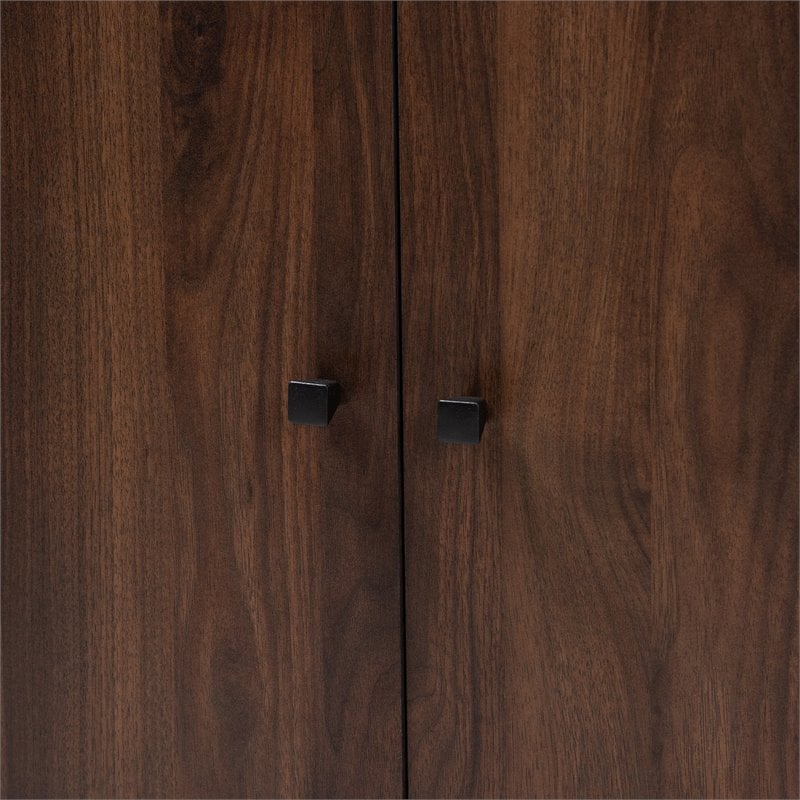 Baxton Studio Rossin Walnut Brown Finished 2-Door Wood Shoe Cabinet