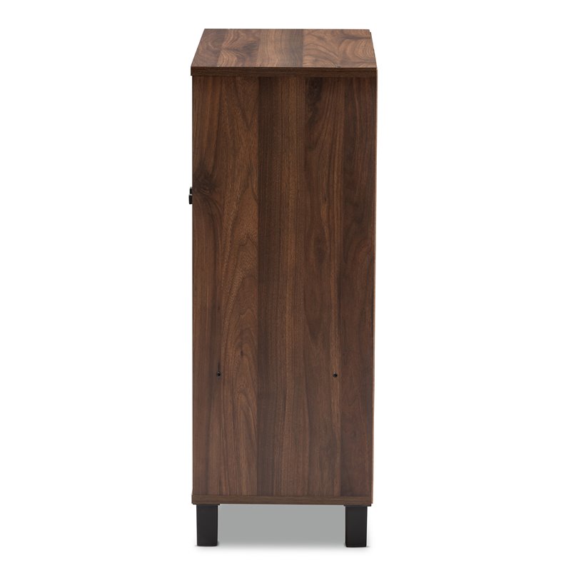 Baxton Studio Rossin Walnut Brown Finished 2-Door Wood Shoe Cabinet