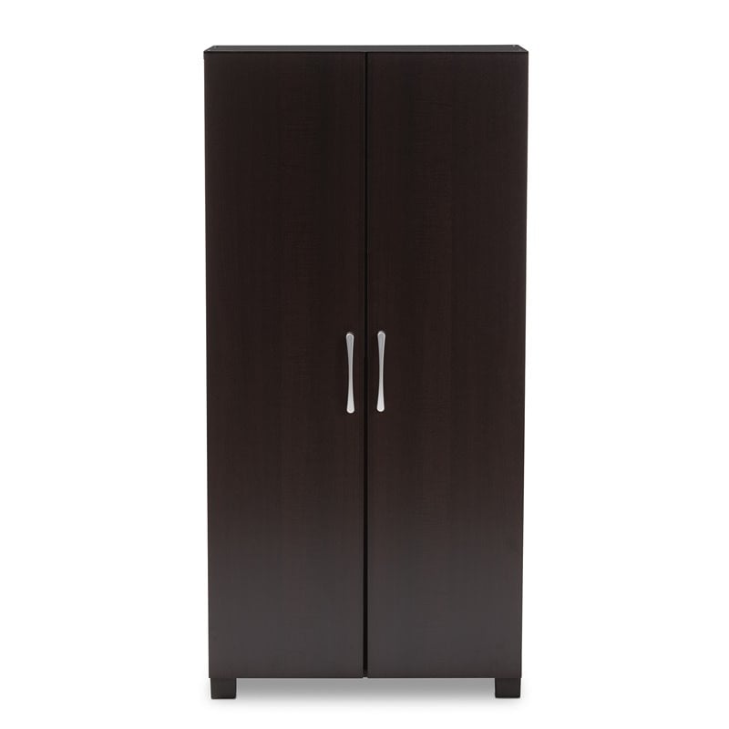 Baxton Studio Marine 2-Door Wood Shoe Cabinet in Wenge Brown