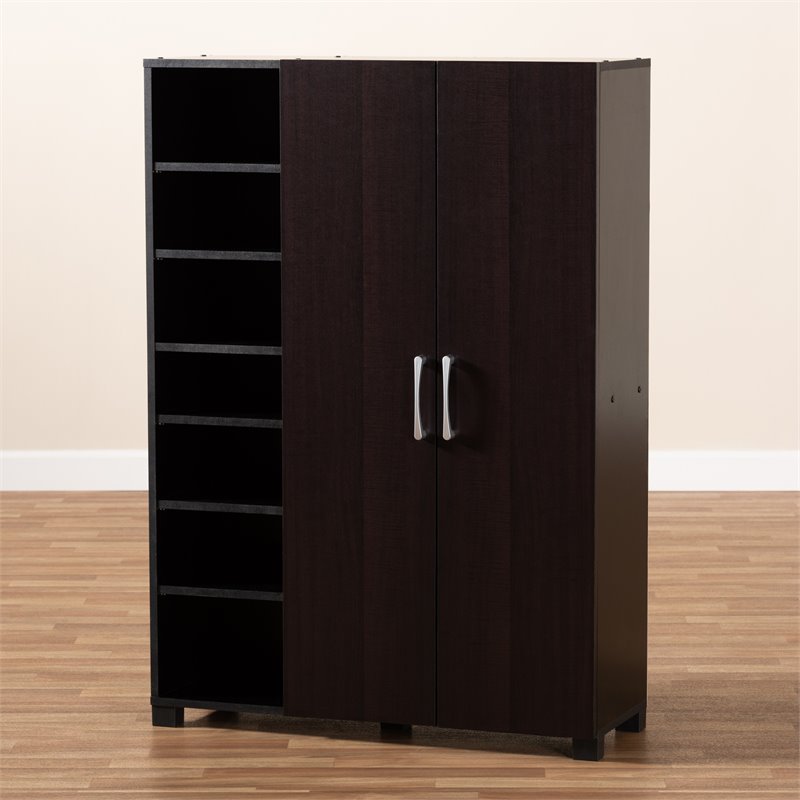 Baxton Studio Marine Wenge Brown Finished 2-Door Wood Shoe Cabinet