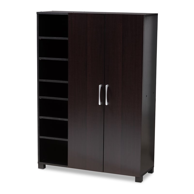 Baxton Studio Marine Wenge Brown Finished 2-Door Wood Shoe Cabinet