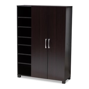 Baxton Studio Marine Wenge Brown Finished 2-Door Wood Shoe Cabinet