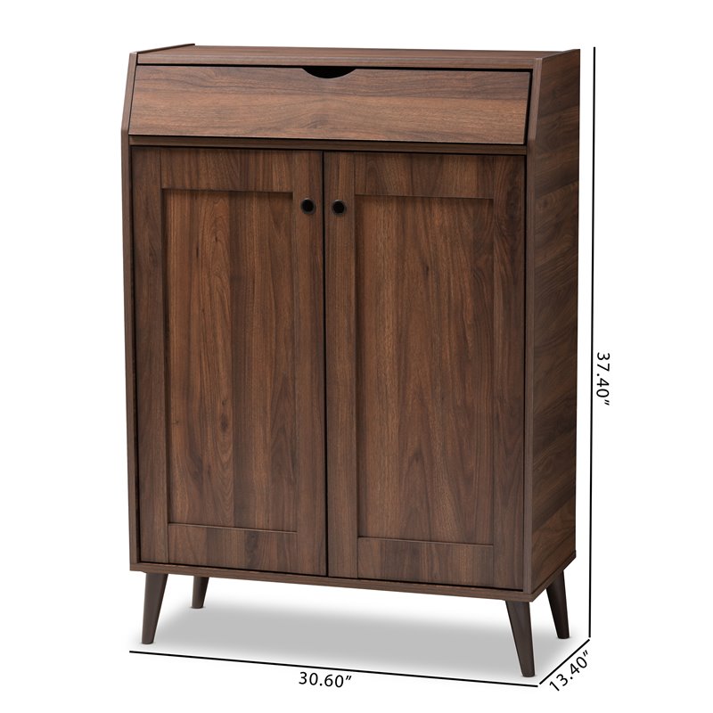 Baxton Studio Cormier Walnut Brown finished 2-Door Wood Shoe Cabinet