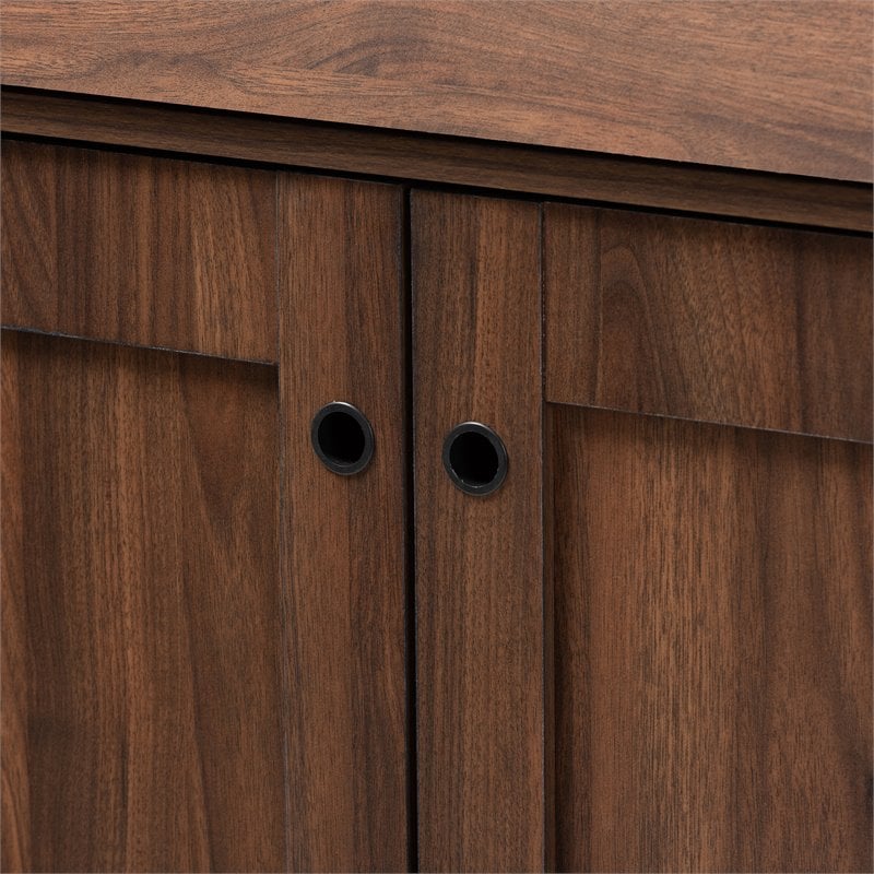 Baxton Studio Cormier Walnut Brown finished 2-Door Wood Shoe Cabinet