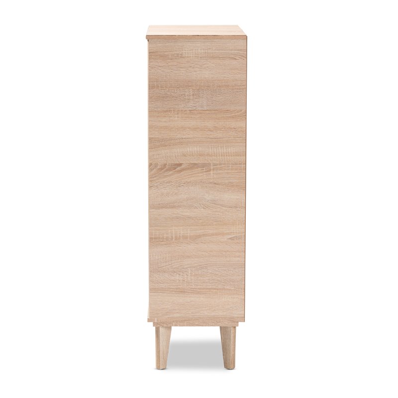 Baxton Studio Fella Two-Tone Oak Brown and Dark Gray Shoe Cabinet