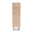 Baxton Studio Fella Two-Tone Oak Brown and Dark Gray Shoe Cabinet