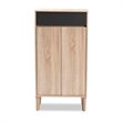 Baxton Studio Fella Two-Tone Oak Brown and Dark Gray Shoe Cabinet