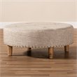 Baxton Studio Vinet Tufted Fabric and Wood Coffee Table Ottoman in Beige