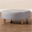 Baxton Studio Vinet Tufted Fabric and Wood Coffee Table Ottoman in Light Gray