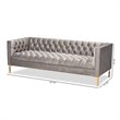Baxton Studio Zanetta Tufted Velvet and Wood Sofa in Gray and Gold