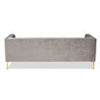 Baxton Studio Zanetta Tufted Velvet and Wood Sofa in Gray and Gold