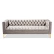 Baxton Studio Zanetta Tufted Velvet and Wood Sofa in Gray and Gold
