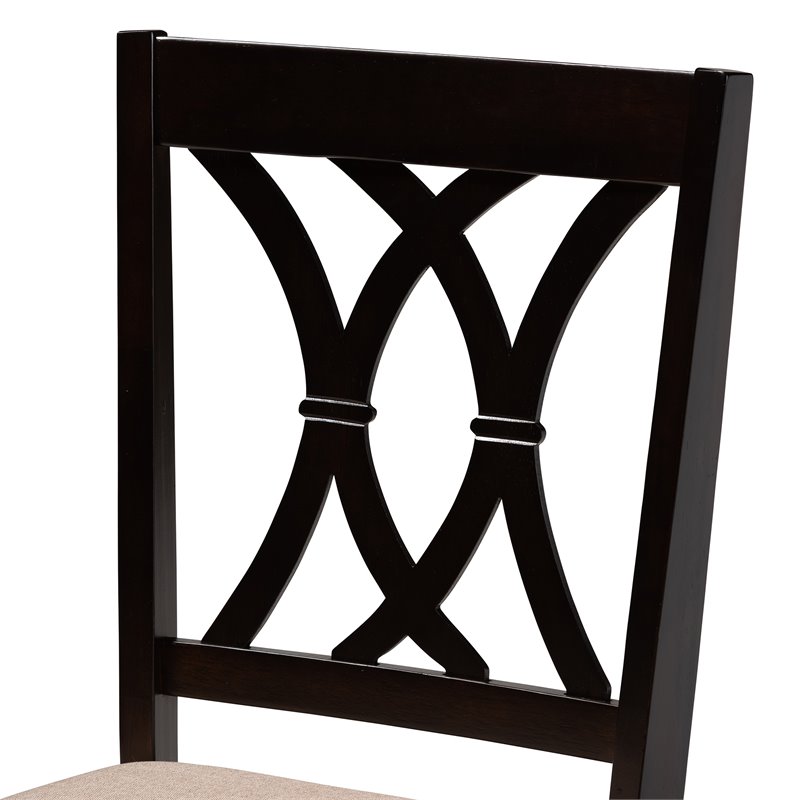Baxton Studio Reneau 5-Piece Wood Dining Set in Sand and Espresso Brown