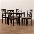 Baxton Studio Reneau 5-Piece Wood Dining Set in Sand and Espresso Brown