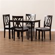 Baxton Studio Reneau 5-Piece Wood Dining Set in Gray and Espresso Brown