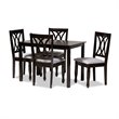 Baxton Studio Reneau 5-Piece Wood Dining Set in Gray and Espresso Brown