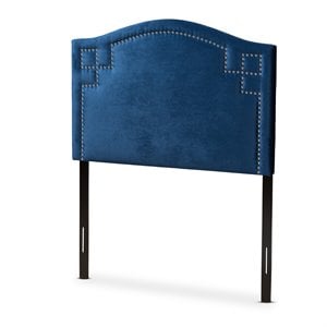 Baxton Studio Aubrey Velvet and Wood Twin Headboard in Royal Blue