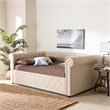 Baxton Studio Mabelle Mid-Century Tufted Fabric and Wood Queen Daybed in Beige