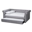Baxton Studio Mabelle Tufted Fabric and Wood Full Daybed with Trundle in Gray