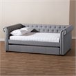 Baxton Studio Mabelle Tufted Fabric and Wood Full Daybed with Trundle in Gray