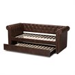 Baxton Studio Mabelle Faux Leather and Wood Twin Daybed with Trundle in Brown