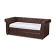 Baxton Studio Mabelle Faux Leather and Wood Twin Daybed with Trundle in Brown