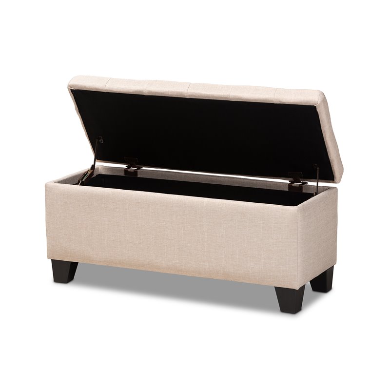 Baxton Studio Fera Tufted Fabric Ottoman with Storage in Beige