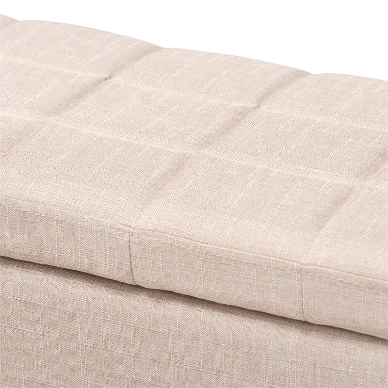 Baxton Studio Fera Tufted Fabric Ottoman with Storage in Beige