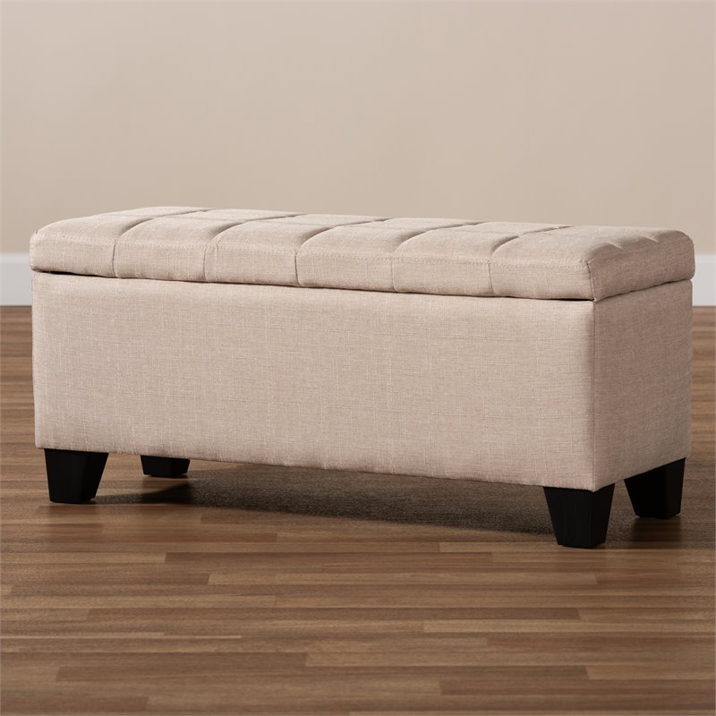 Baxton Studio Fera Tufted Fabric Ottoman with Storage in Beige