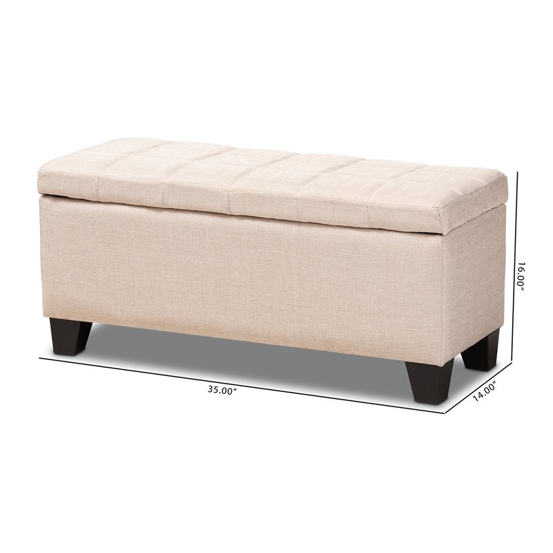 Baxton Studio Fera Tufted Fabric Ottoman with Storage in Beige