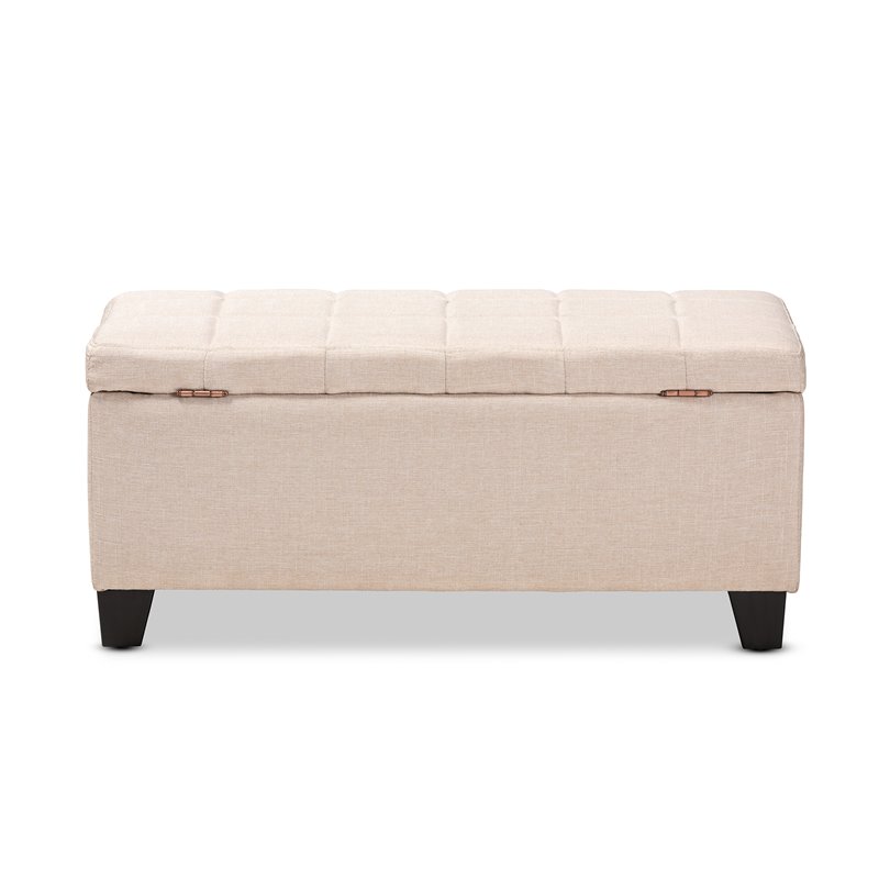 Baxton Studio Fera Tufted Fabric Ottoman with Storage in Beige