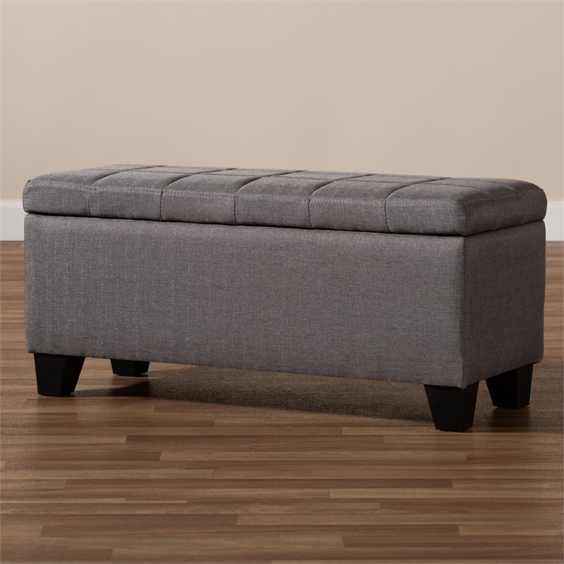 Baxton Studio Fera Tufted Fabric Ottoman with Storage in Gray