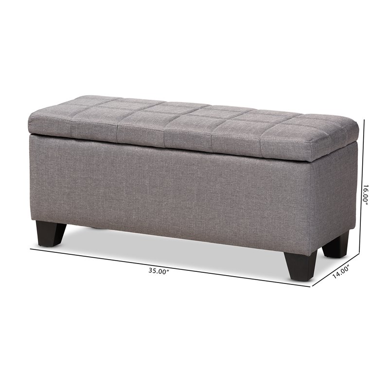 Baxton Studio Fera Tufted Fabric Ottoman with Storage in Gray