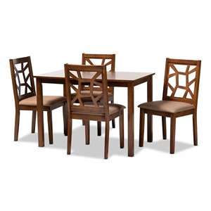 Baxton Studio Abilene 5-Piece Wood Dining Set in Brown and Walnut