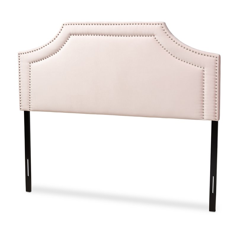 Baxton Studio Avignon Velvet and Wood Queen Headboard in Light Pink