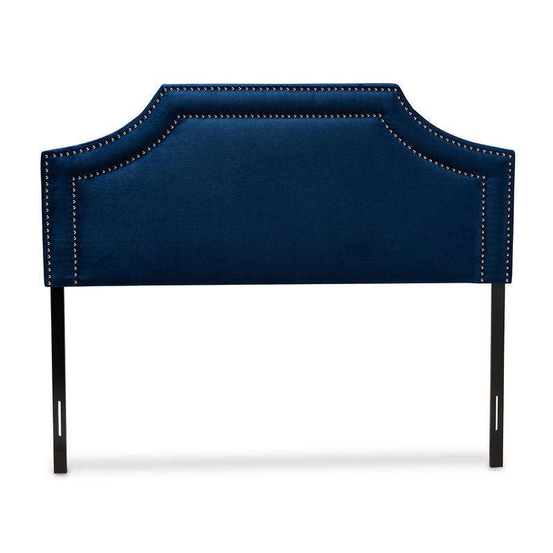 Baxton Studio Avignon Velvet and Wood Queen Headboard in Navy Blue