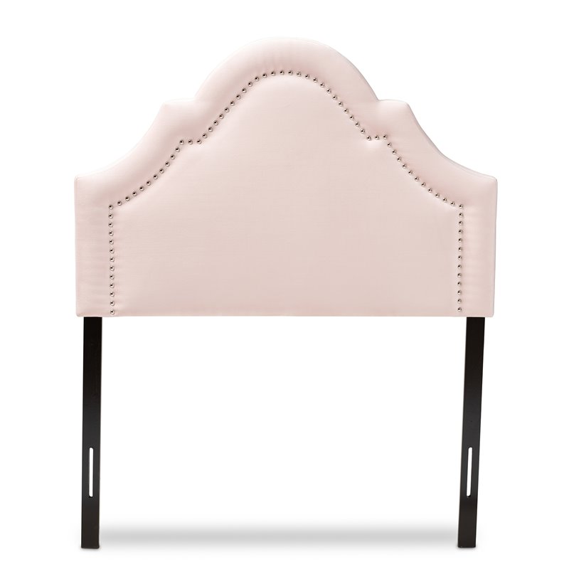 Baxton Studio Rita Velvet and Wood Twin Headboard in Light Pink