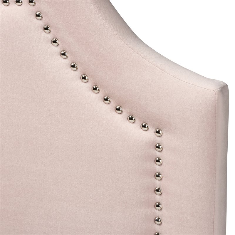 Baxton Studio Rita Velvet and Wood Twin Headboard in Light Pink