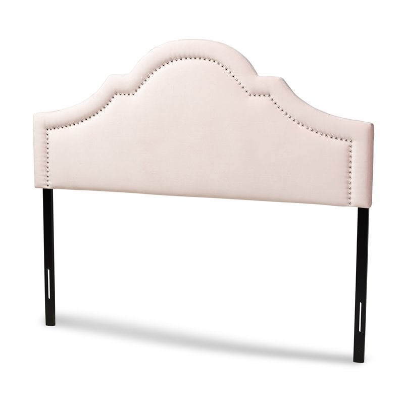 Baxton Studio Rita Velvet and Wood Full Headboard in Light Pink