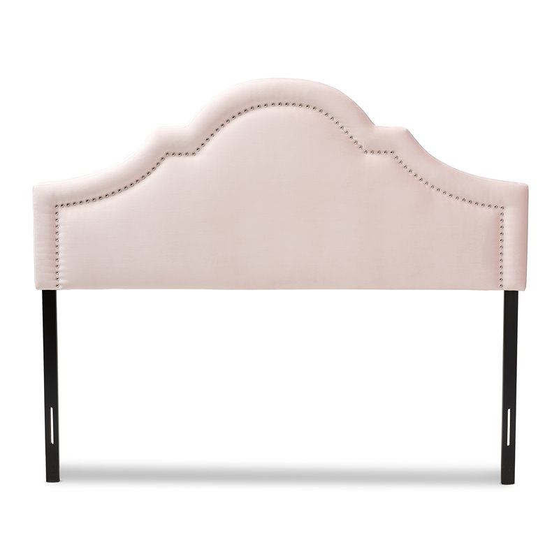 Baxton Studio Rita Velvet and Wood Queen Headboard in Light Pink