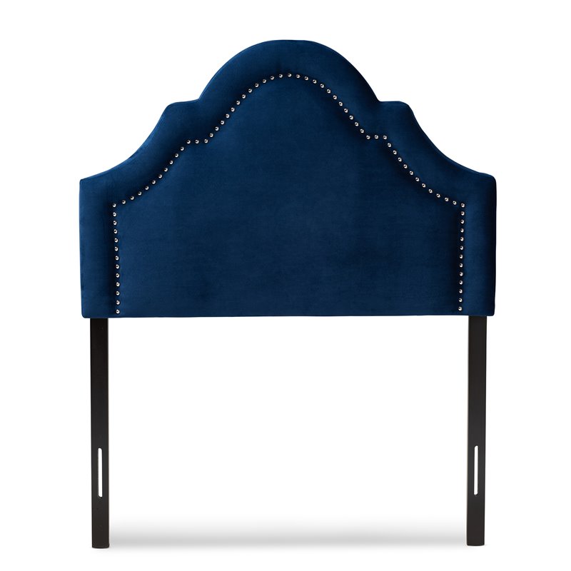 Baxton Studio Rita Velvet and Wood Twin Headboard in Navy Blue