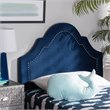 Baxton Studio Rita Velvet and Wood Twin Headboard in Navy Blue