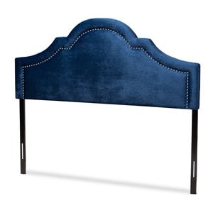 Baxton Studio Rita Velvet and Wood Full Headboard in Navy Blue