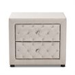 Baxton Studio Lepine 2-Drawer Tufted Fabric and Wood Nightstand in Light Beige