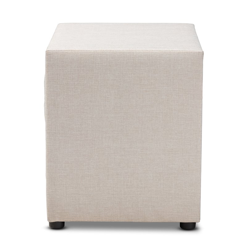 Baxton Studio Lepine 2-Drawer Tufted Fabric and Wood Nightstand in Light Beige