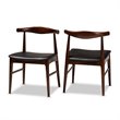 Baxton Studio Eira Faux Leather and Wood Dining Chairs in Black (Set of 2)