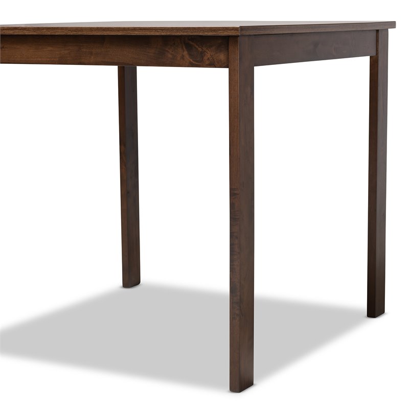 Baxton Studio Lovy 5-Piece Wood Dining Set in Beige and Dark Walnut Brown