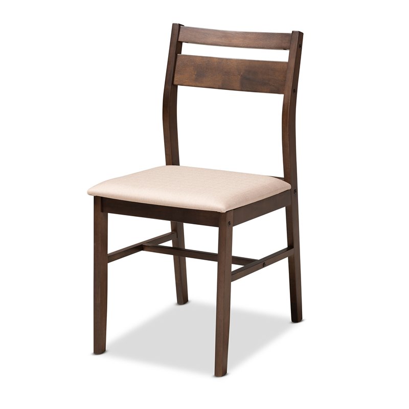 Baxton Studio Lovy 5-Piece Wood Dining Set in Beige and Dark Walnut Brown