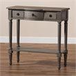 Baxton Studio Noelle Contemporary Wood 3-Drawer Console Table in Gray