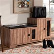 Baxton Studio Valina Brown Faux Leather 2-Door 5-Shelves Wood Shoe Storage Bench
